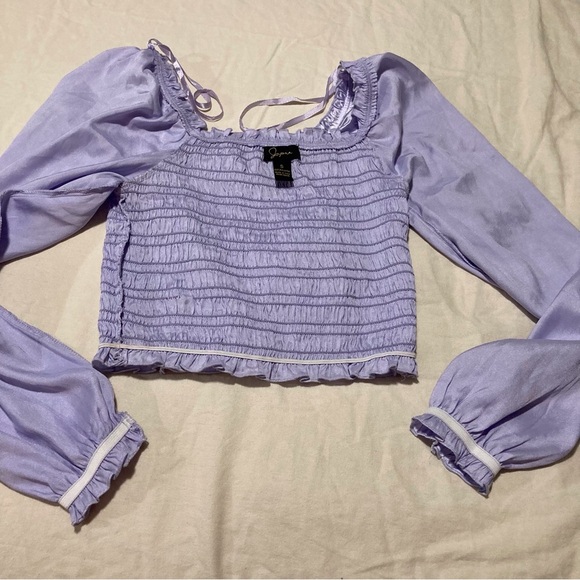 Japna Purple Puff Sleeve Smocked Blouse - Picture 6 of 9